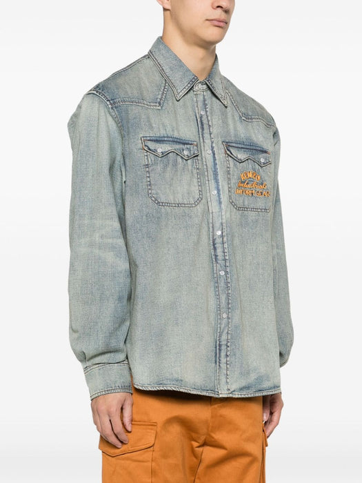 logo-embroidered denim shirt FE55DC4136E8 DY KENZO 