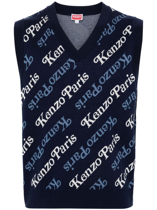 intarsia-knit sleeveless jumper FE55PU4583CB 77 KENZO 