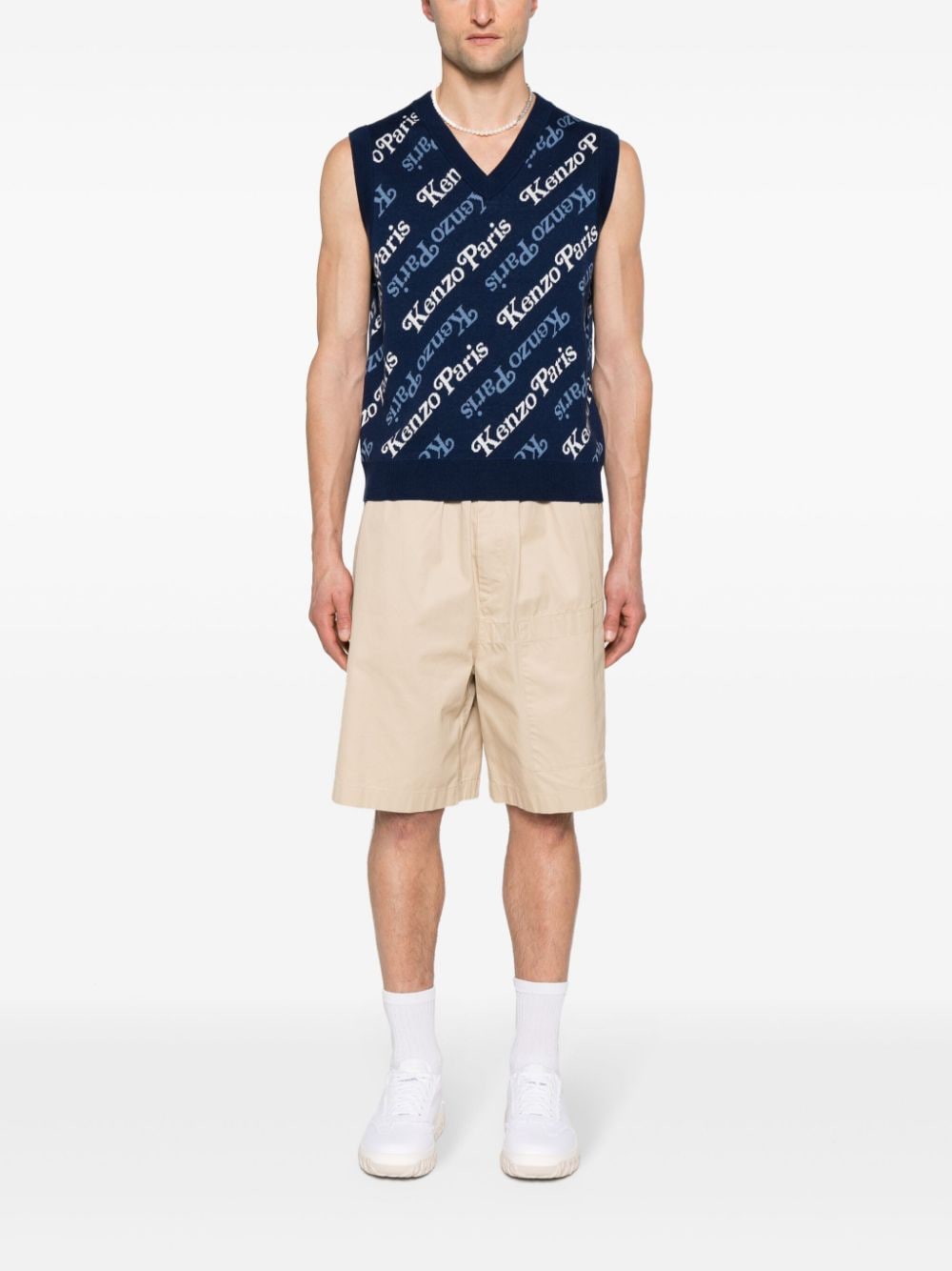 intarsia-knit sleeveless jumper FE55PU4583CB 77 KENZO 