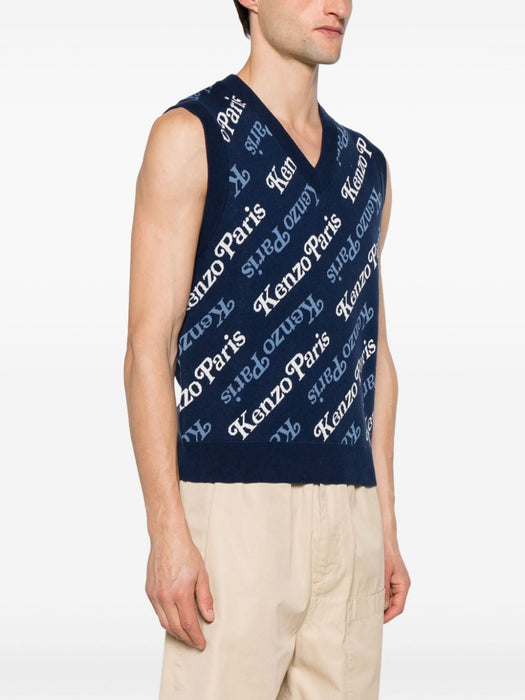 intarsia-knit sleeveless jumper FE55PU4583CB 77 KENZO 
