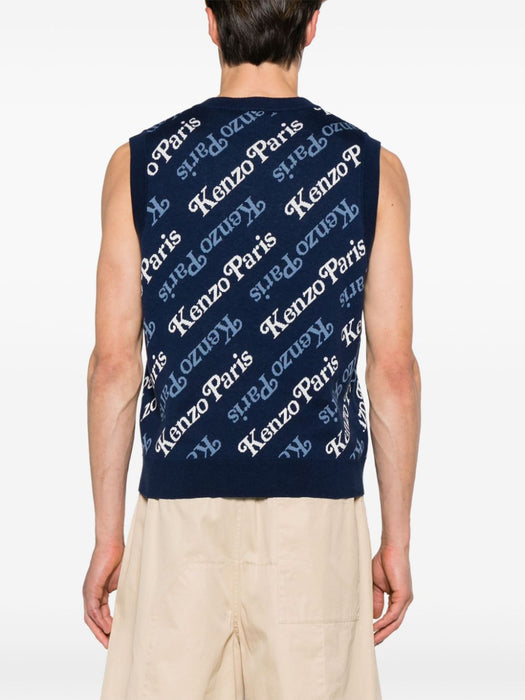 intarsia-knit sleeveless jumper FE55PU4583CB 77 KENZO 