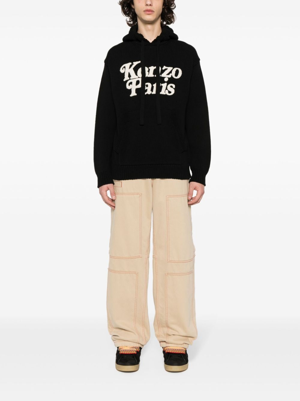 chunky-knit cotton hoodie FE58PU0113BE 99J KENZO 