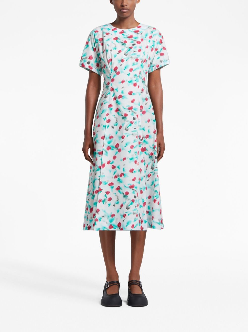 painterly-print cotton midi dress ABMA1162A0 UTC325REW01 MARNI 