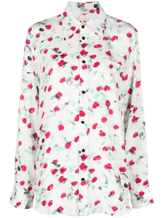 logo-buttons floral-print shirt CAMA0103A0 UTVA12REW01 MARNI 