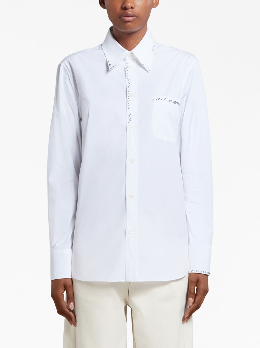 logo-embroidered cotton shirt<BR/> CAMA0103S5 UTC22300W01 MARNI 