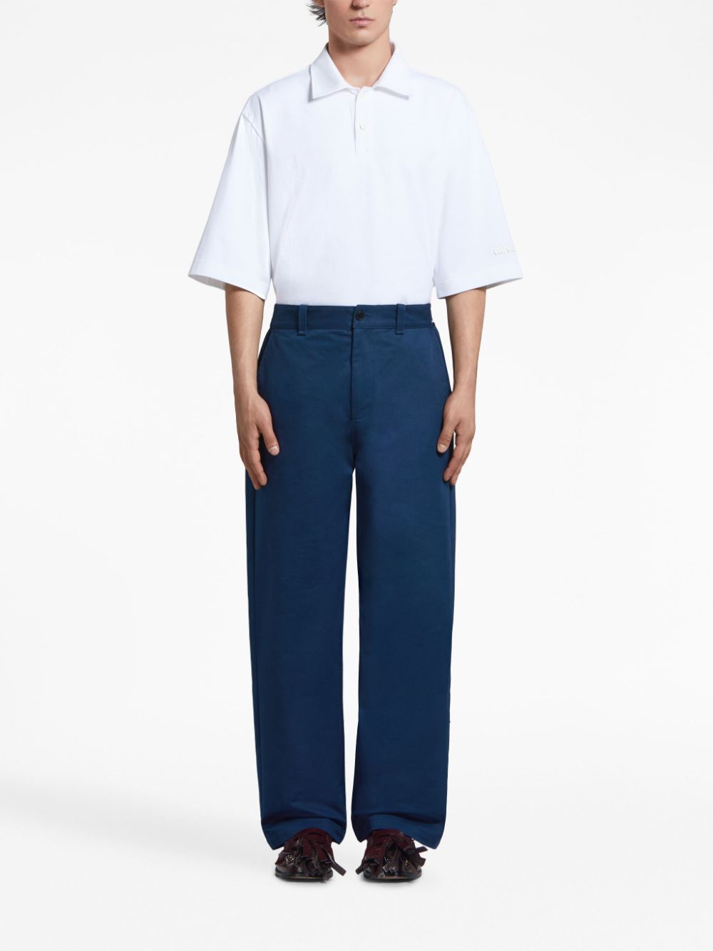 logo-waistband straight-leg cotton trousers PUMU0242A0 UTC31100B80 MARNI 