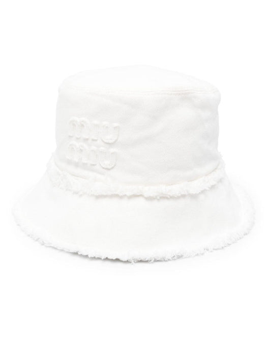 logo-embroidered denim bucket hat 5HC196 2CL4F0009 MIU MIU 