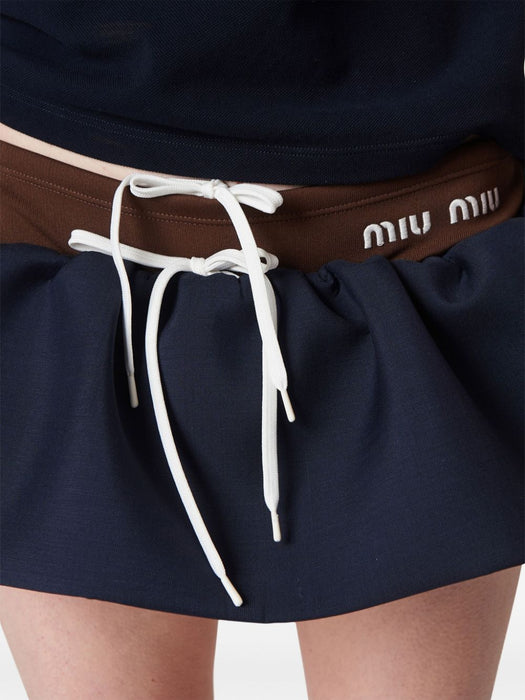 logo-appliqué wool miniskirt MG2200 S-OOO 14Z0F0124 MIU MIU 