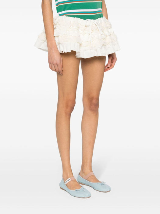 Slubbed ruffled mini skirt MG2204 S-OOO 14N5F0304 MIU MIU 