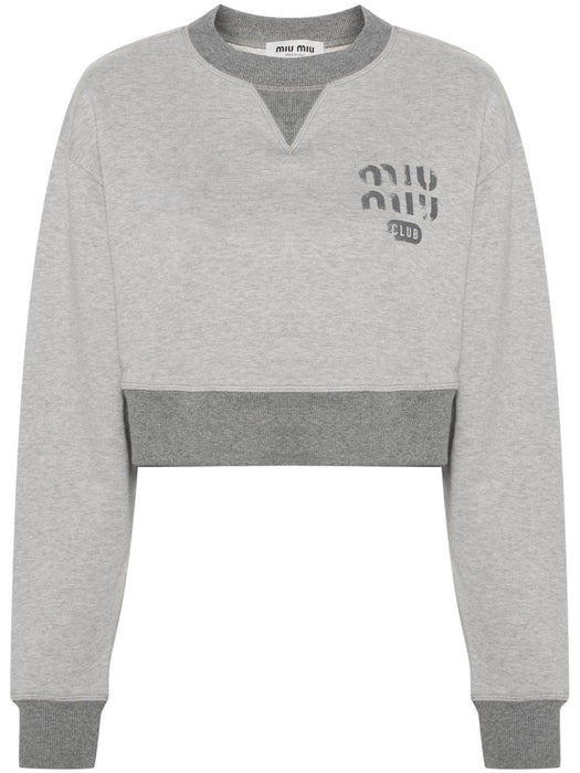 logo-print cropped cotton sweatshirt MJL779 S OOO 14EJF0031 MIU MIU 