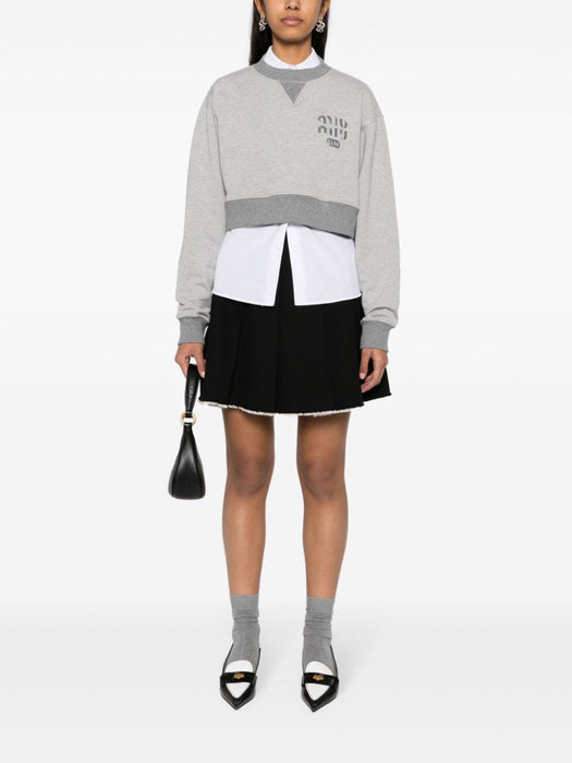 logo-print cropped cotton sweatshirt MJL779 S OOO 14EJF0031 MIU MIU 