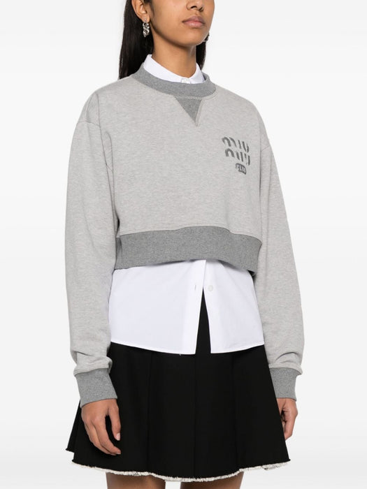 logo-print cropped cotton sweatshirt MJL779 S OOO 14EJF0031 MIU MIU 