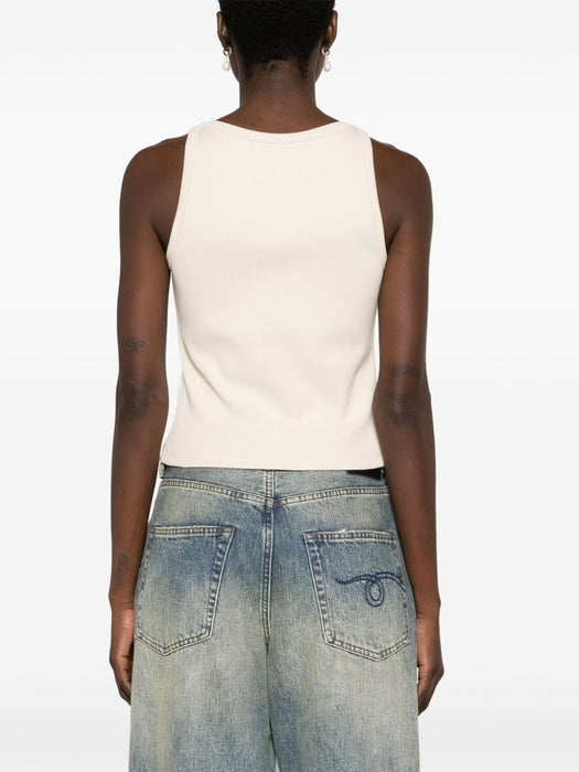 logo-embellished ribbed tank top MJT682 S OOO 14ASF0HAT MIU MIU 