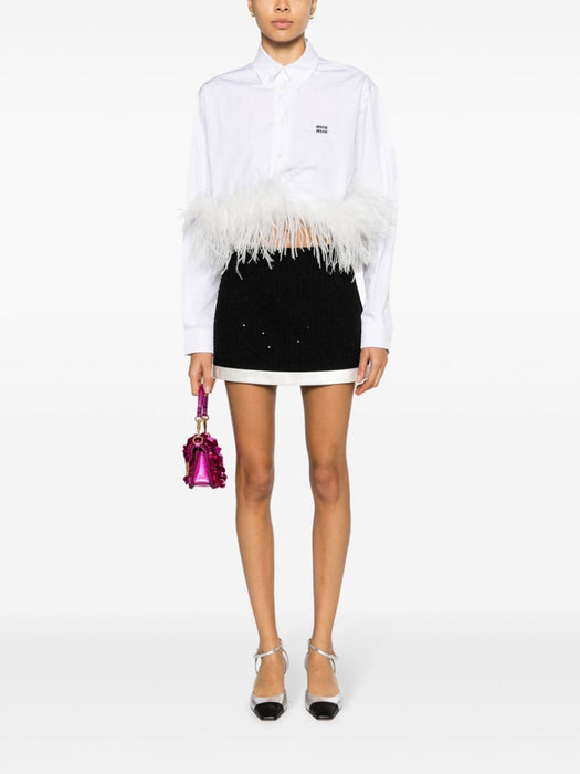 cropped feather-trim shirt MK1812 S OOO 12ISF0009 MIU MIU 