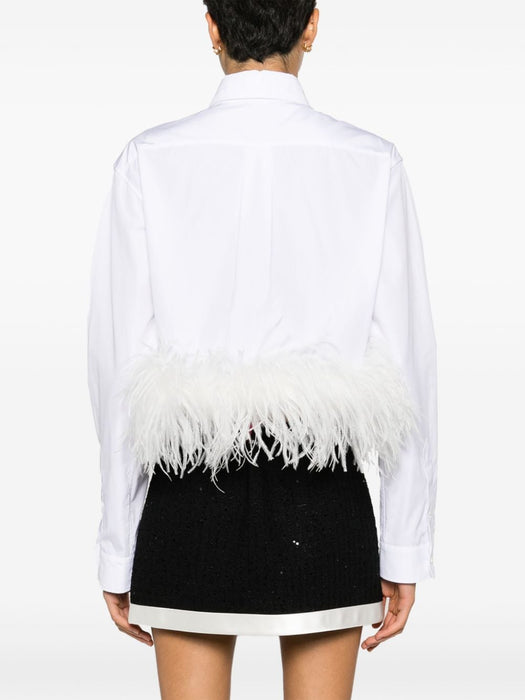 cropped feather-trim shirt MK1812 S OOO 12ISF0009 MIU MIU 