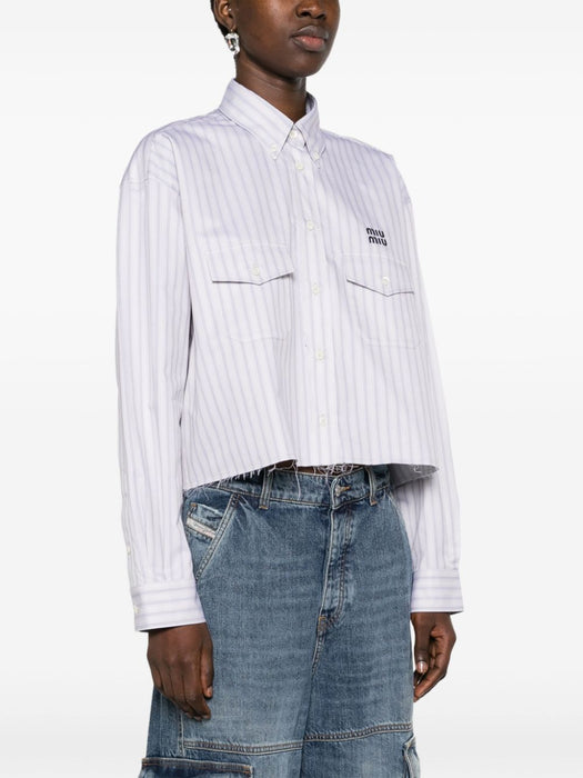 striped cropped shirt MK1831 S OOO 14H3F03QI MIU MIU 