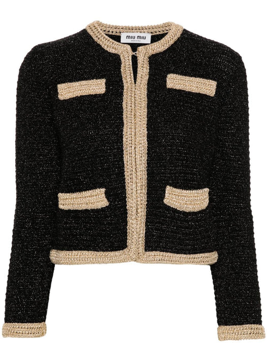 lamé crochet cardigan MMF842 S OOO 1386F0002 MIU MIU 