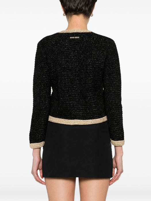 lamé crochet cardigan MMF842 S OOO 1386F0002 MIU MIU 