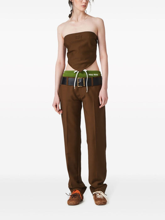 logo-embroidered wool trousers MP1785 S-OOO 12I1F0478 MIU MIU 