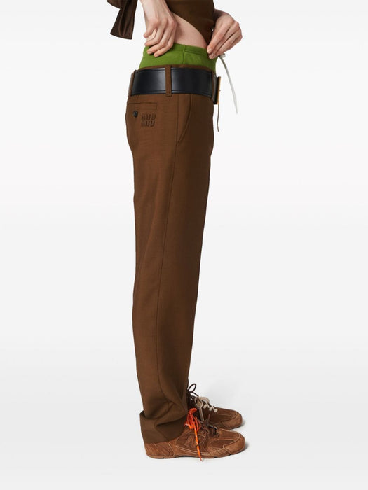logo-embroidered wool trousers MP1785 S-OOO 12I1F0478 MIU MIU 