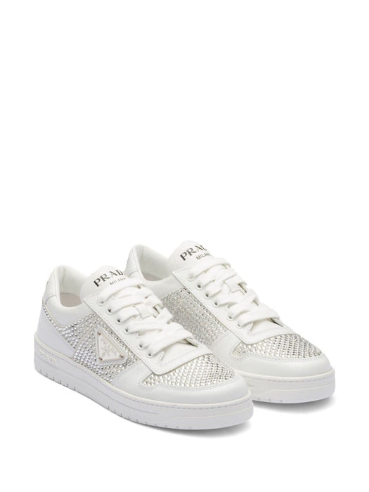 crystal-embellished leather sneakers 1E348N F 030 2AWLF0009 PRADA 