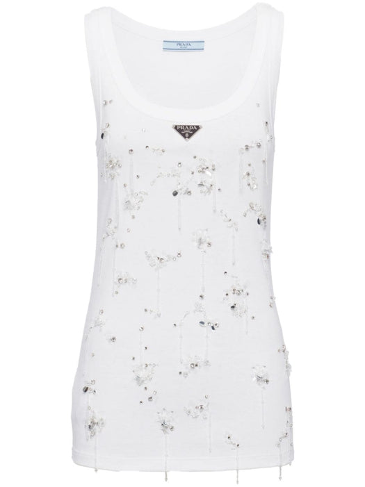 embroidered ribbed tank top 39546R S OOO 13X6F0009 PRADA 