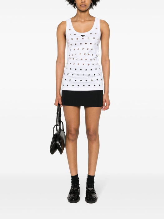 triangle-logo eyelets tank top 39546R S OOO 1424F0009 PRADA 