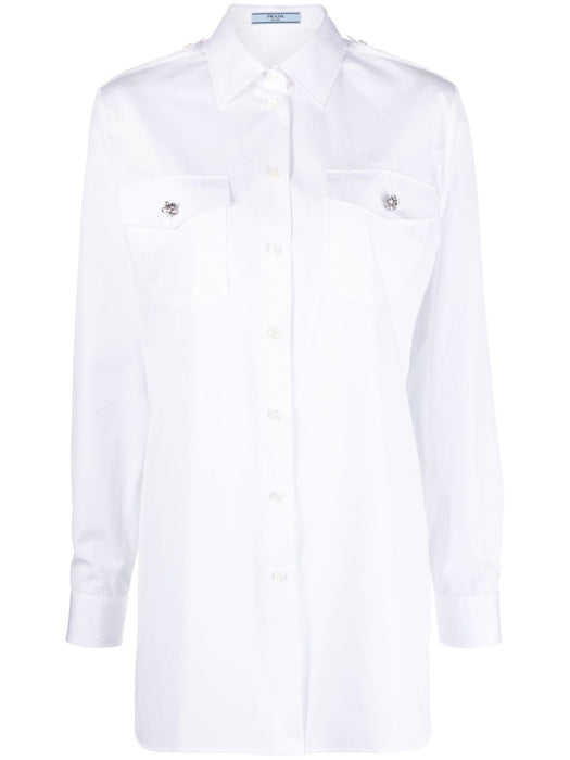 crystal-button cotton shirt P478GX S OOO 126LF0009 PRADA 
