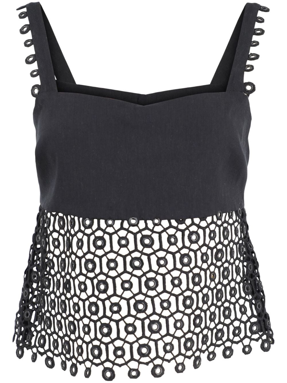 Dorian eyelet-embellished sleeveless top 124-2311-SW BLACK SIMKHAI 