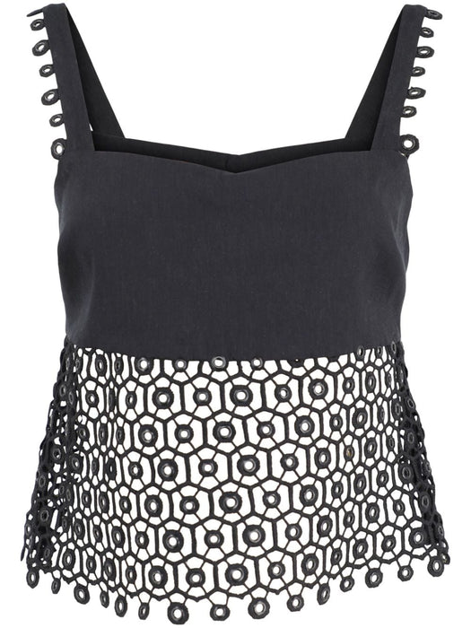 Dorian eyelet-embellished sleeveless top 124-2311-SW BLACK SIMKHAI 