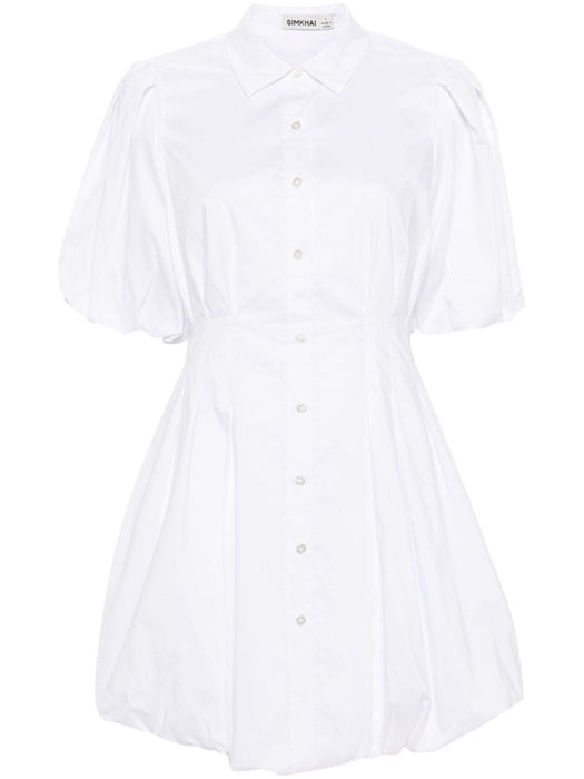 Cleo puffball mini shirtdress SI-1030-T WHITE SIMKHAI 