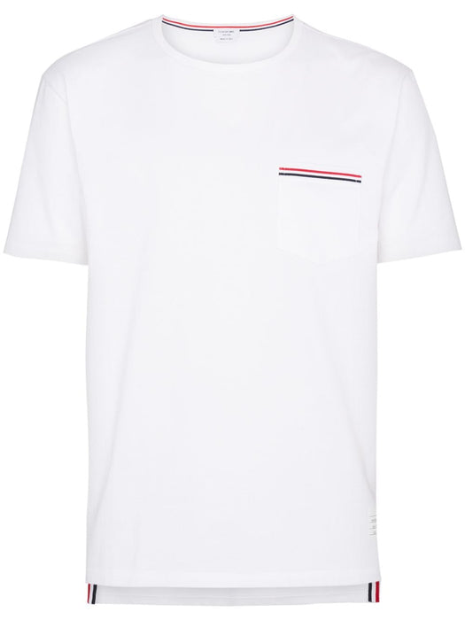 Rwb pocket trim cotton T-shirt MJS010A 01454100 THOM BROWNE 