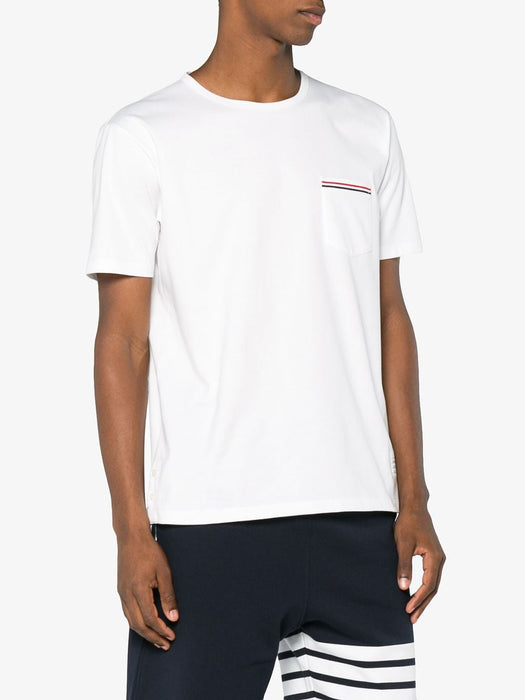 Rwb pocket trim cotton T-shirt MJS010A 01454100 THOM BROWNE 