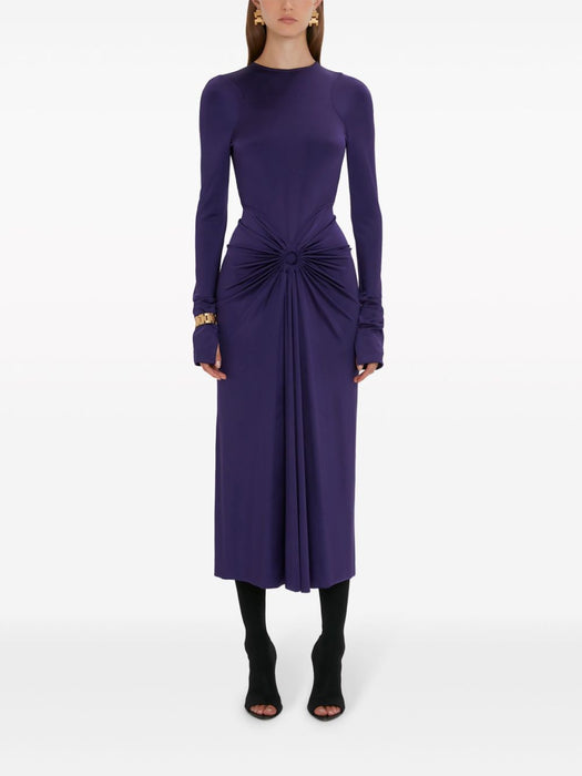 long-sleeve gathered midi dress 1124WDR005276A  VICTORIA BECKHAM 