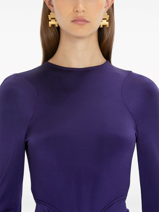long-sleeve gathered midi dress 1124WDR005276A  VICTORIA BECKHAM 