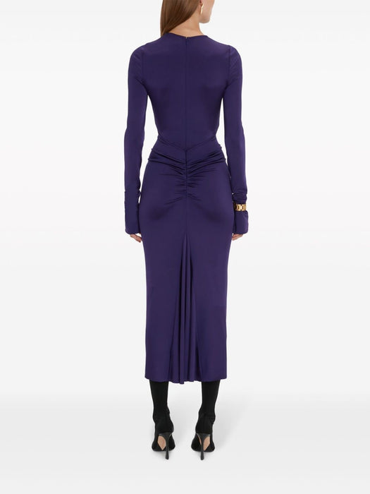 long-sleeve gathered midi dress 1124WDR005276A  VICTORIA BECKHAM 