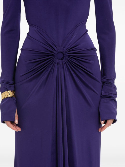 long-sleeve gathered midi dress 1124WDR005276A  VICTORIA BECKHAM 