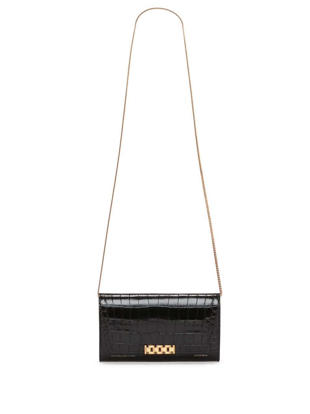 Croc-Effect Leather Wallet On Chain B124AAC005334A  VICTORIA BECKHAM 