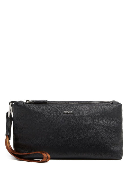 logo-plaque leather clutch LHCVM-E1848Z NER ZEGNA 