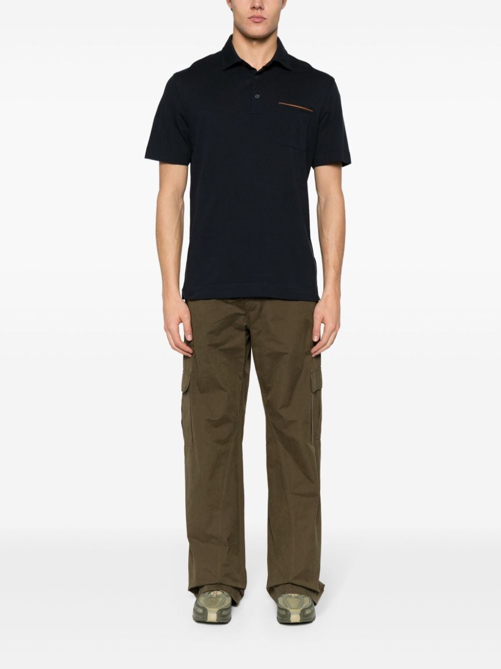 chest-pocket cotton polo shirt UD392A7-D752 B09 ZEGNA 