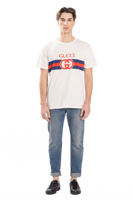 logo-print cotton T-shirt 548334 XJET19095 GUCCI 