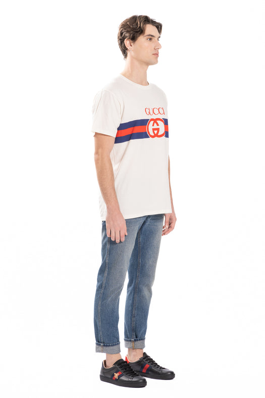 logo-print cotton T-shirt 548334 XJET19095 GUCCI 
