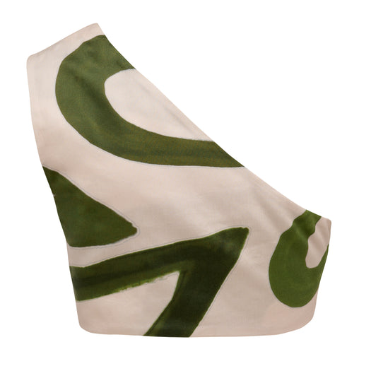 elaia one shoulder cropped top TOP-0000066 GREEN BEIGE THEMIS Z 