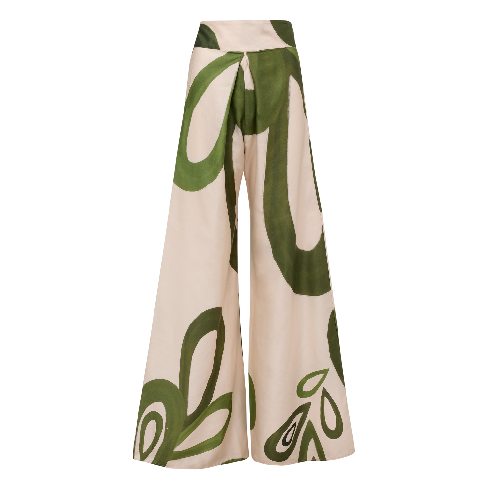 elaia wide leg trousers TRS-0000152 GREEN BEIGE THEMIS Z 
