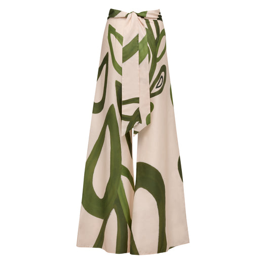 elaia wide leg trousers TRS-0000152 GREEN BEIGE THEMIS Z 