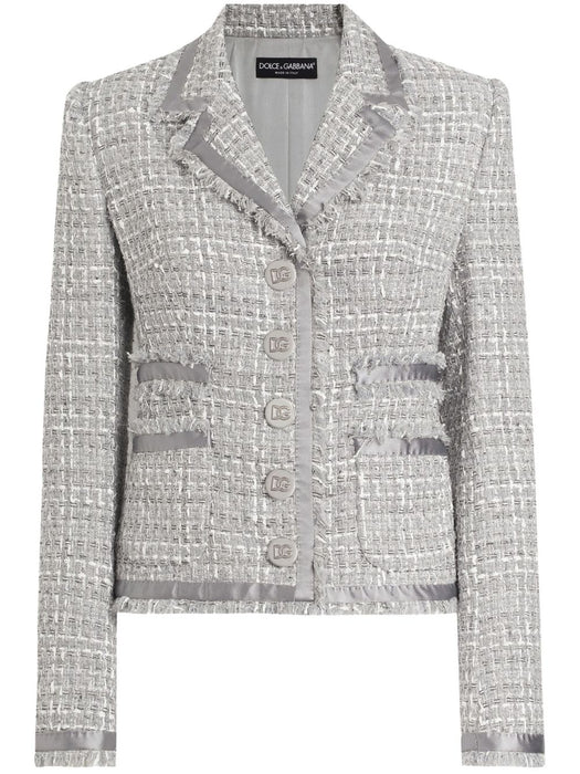 Jacket in grey lamé bouclé F27DIT FQOABS8100 DOLCE & GABBANA 