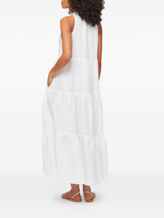 White Bay Ruffle Neck Maxi Dress 25SSWB46 WHT-WHT HEIDI KLEIN 