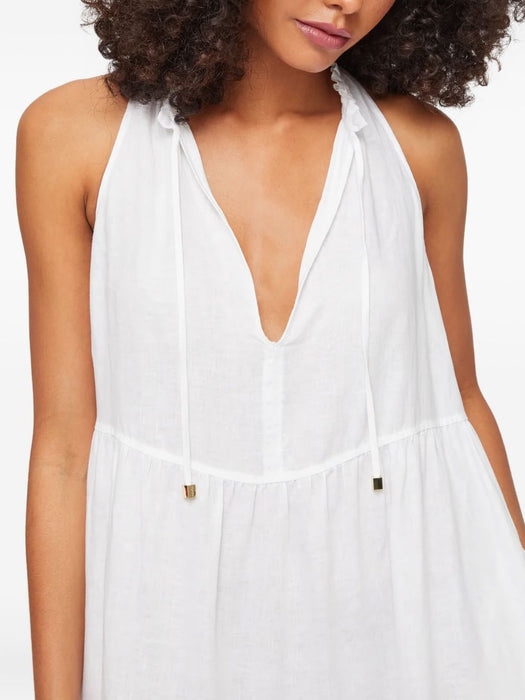 White Bay Ruffle Neck Maxi Dress 25SSWB46 WHT-WHT HEIDI KLEIN 