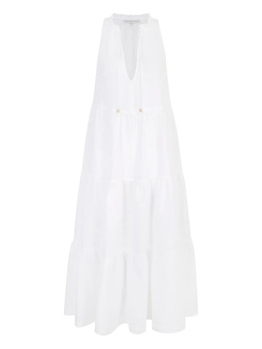 White Bay Ruffle Neck Maxi Dress 25SSWB46 WHT-WHT HEIDI KLEIN 
