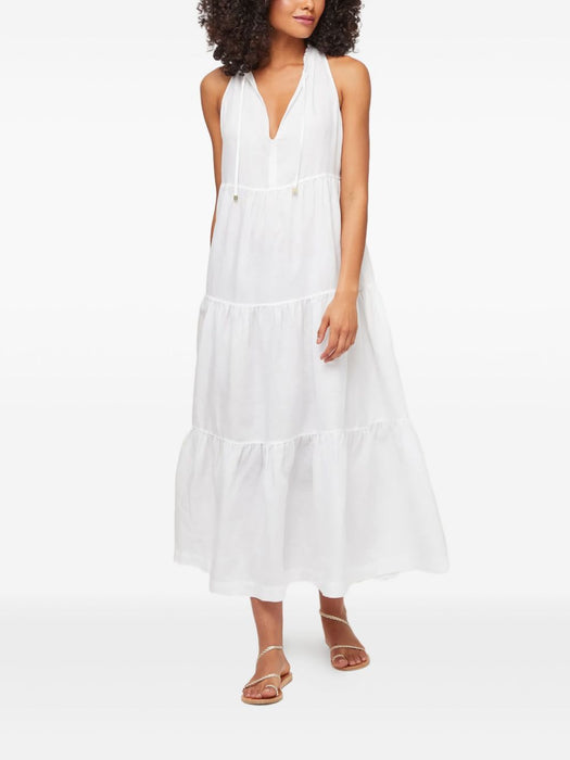 White Bay Ruffle Neck Maxi Dress 25SSWB46 WHT-WHT HEIDI KLEIN 